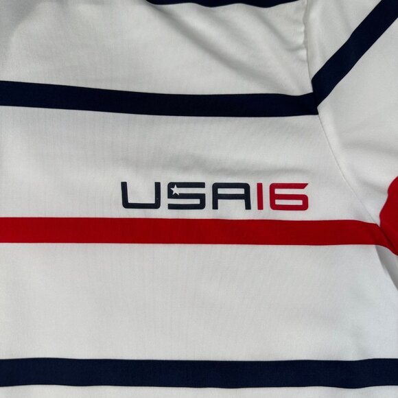Ralph Lauren RLX Mens L White Stripe Ryder Cup USA 2016 Logo Golf Polo Shirt - Picture 11 of 12